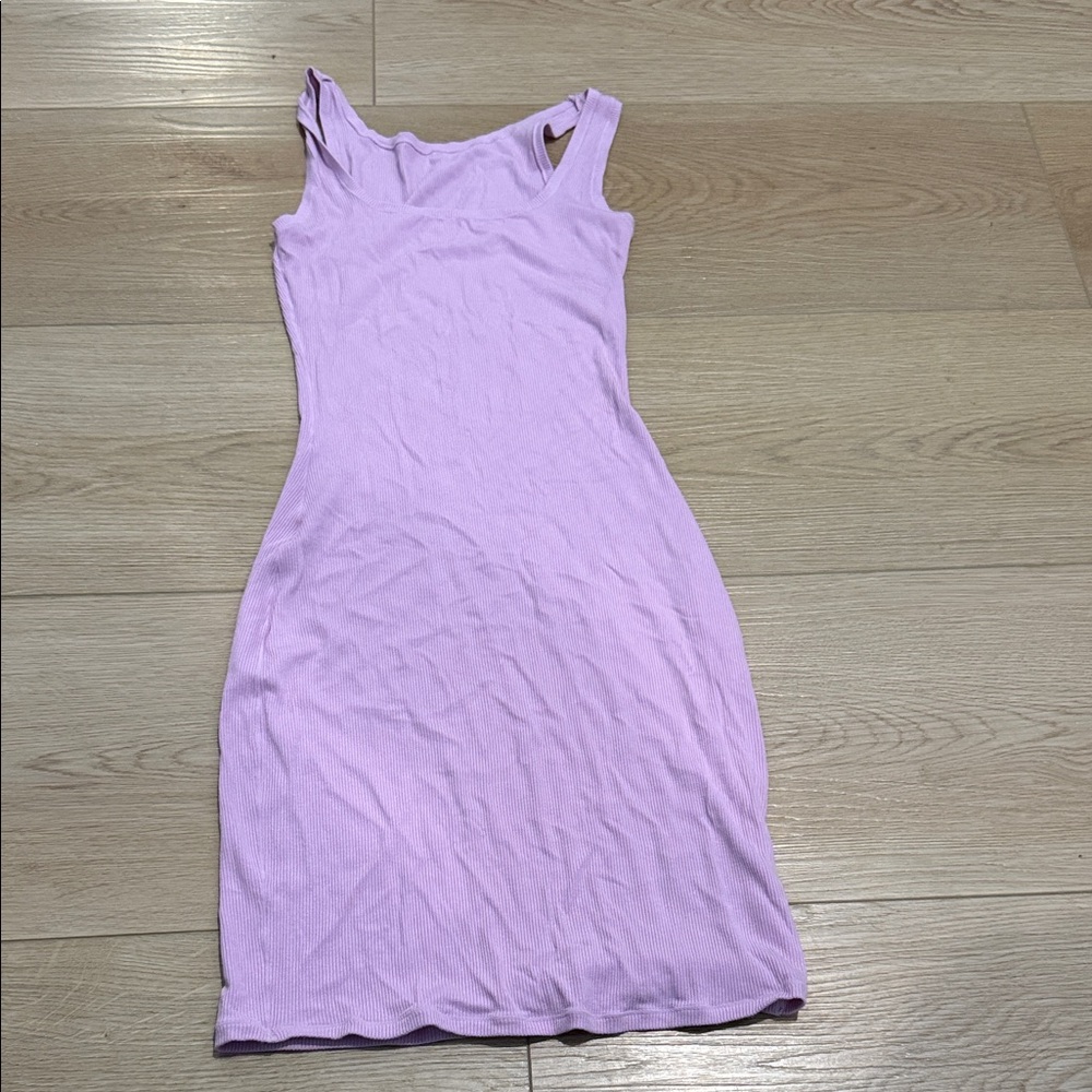 Lilac Sleeveless Ribbed Mini Dress